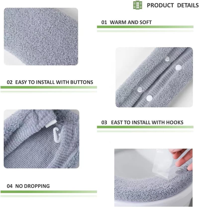 Toilet Seat Warmer Cushions – Plush 2pcs Blue & Grey