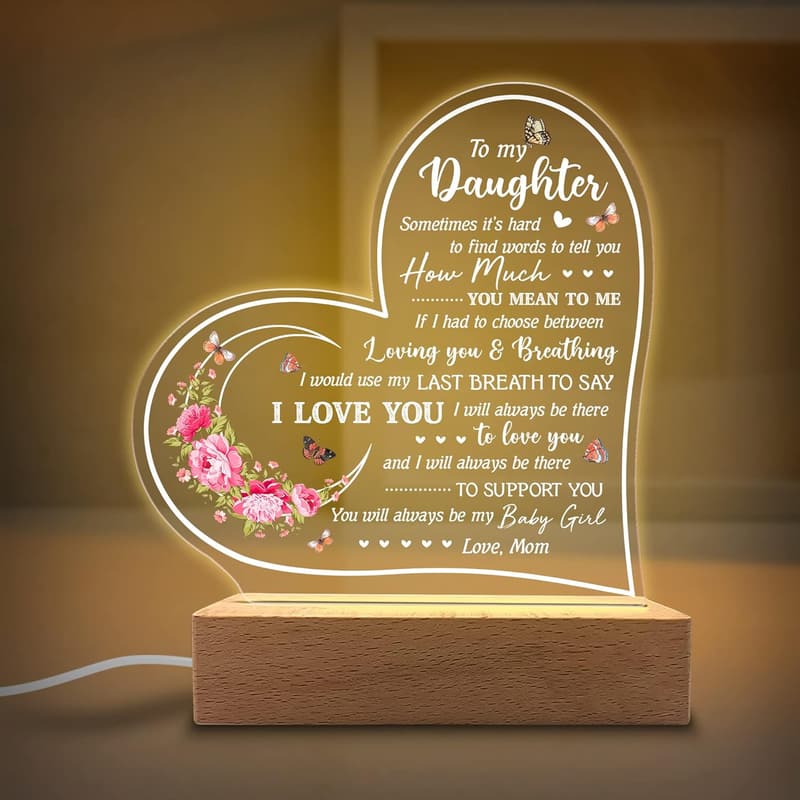 Sentimental Acrylic Night Light for Daughter's Birthday