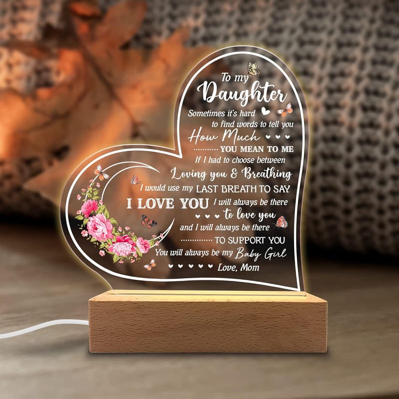 Sentimental Acrylic Night Light for Daughter's Birthday