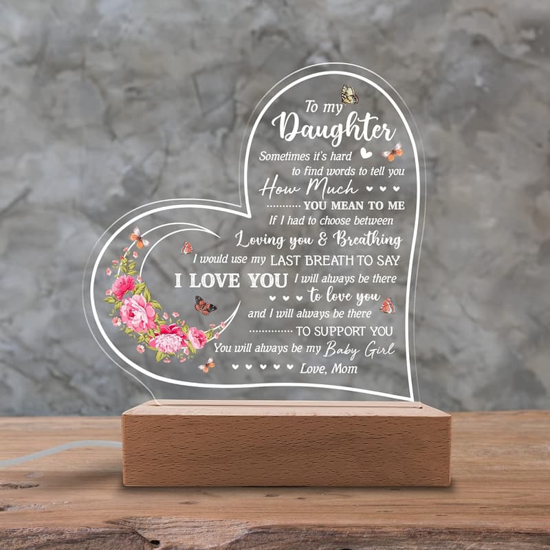 Sentimental Acrylic Night Light for Daughter's Birthday