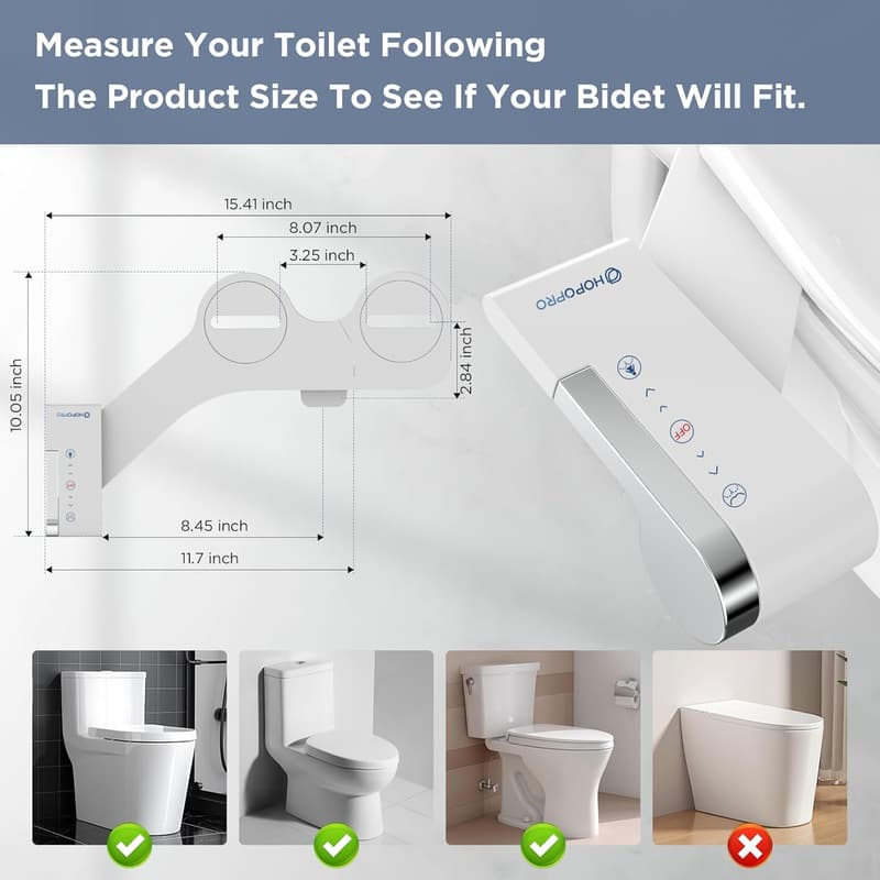 Ultra-Slim Non-Electric Bidet Attachment with Dual Nozzle