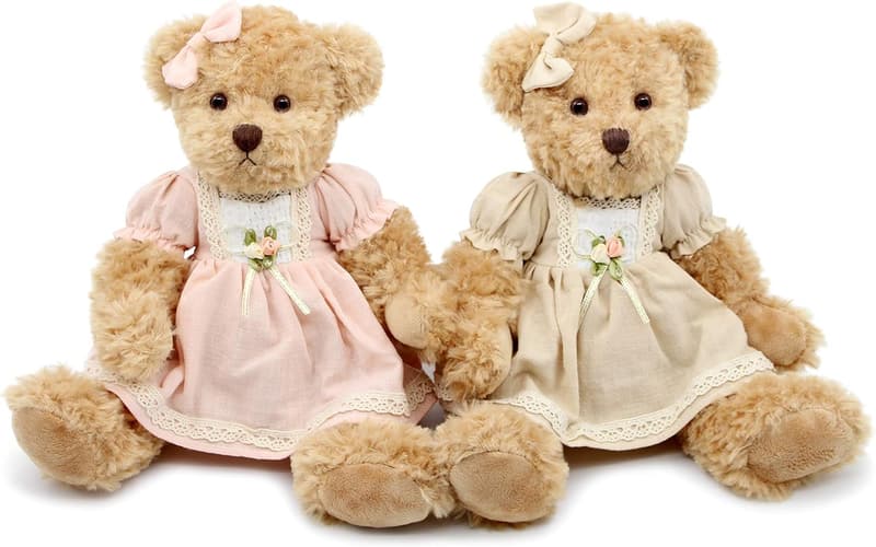 Couple Gift: 2-Pack Cute Plush Teddy Bears (11-inch)