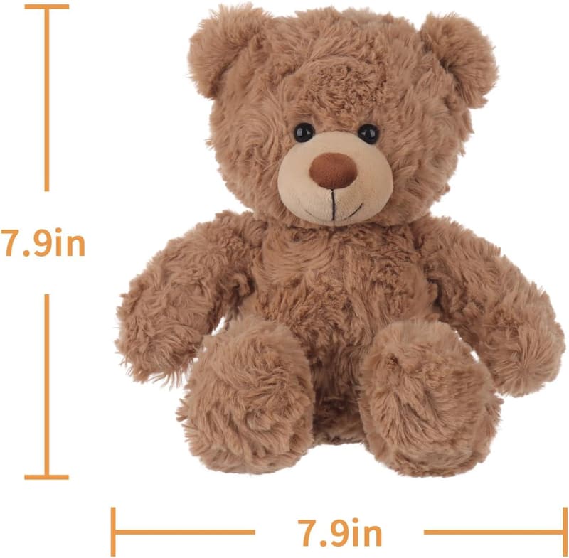 Brown Plush Teddy Bear Stuffed Animal for Kids, 8 Inches