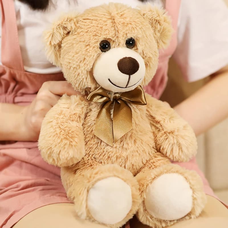 13-Inch Light Brown Teddy Bear Plush Toy for Kids & Girlfriend