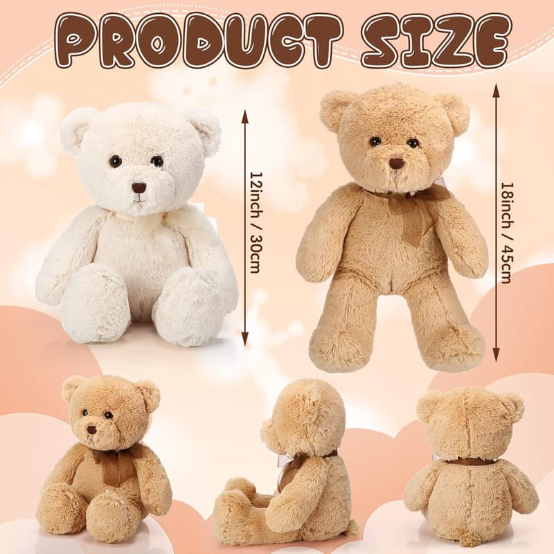 18-Inch Cuddly Plush Bears - 2-Pack for Baby Showers & Birthdays