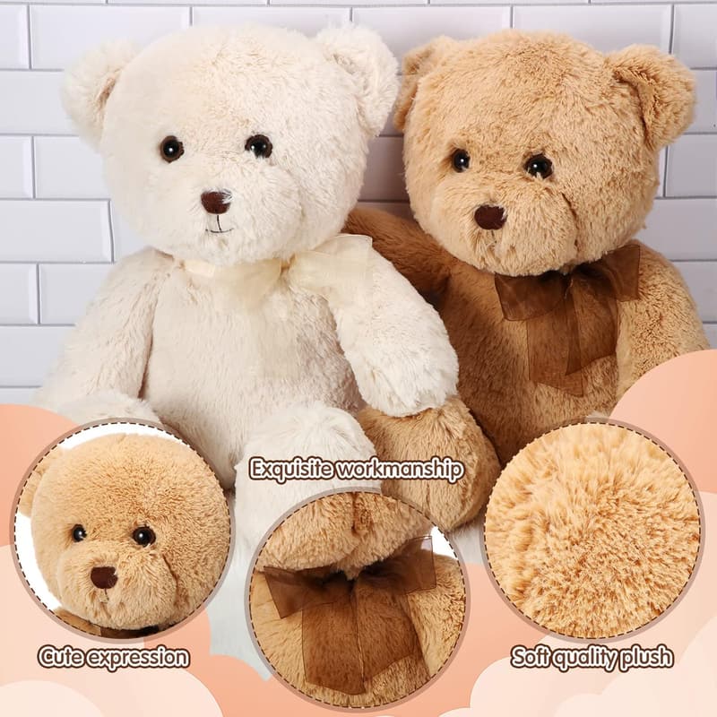 18-Inch Cuddly Plush Bears - 2-Pack for Baby Showers & Birthdays