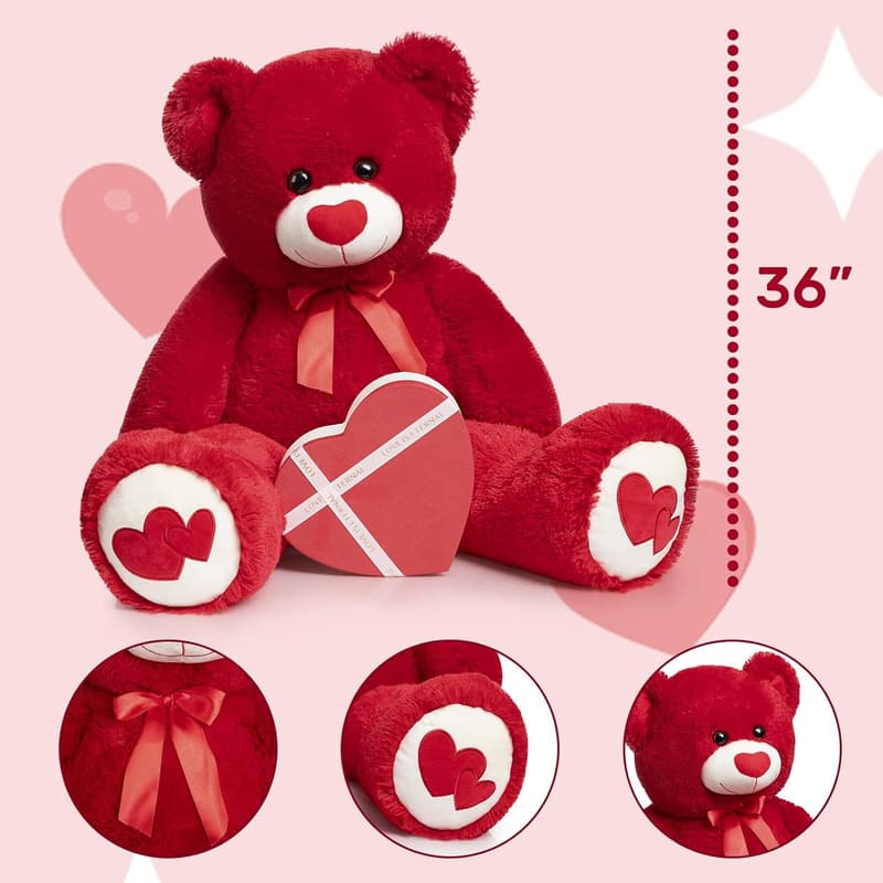 Large Red Teddy Bear Plush 36