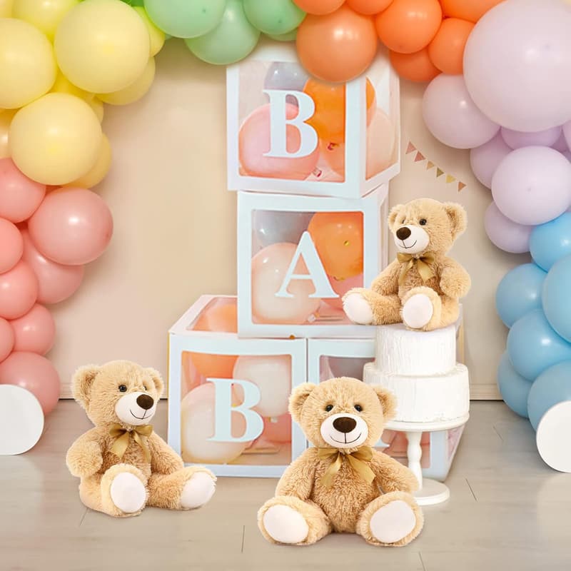 Teddy Bear Bulk Pack - 10 Small Plush Bears for Baby Showers