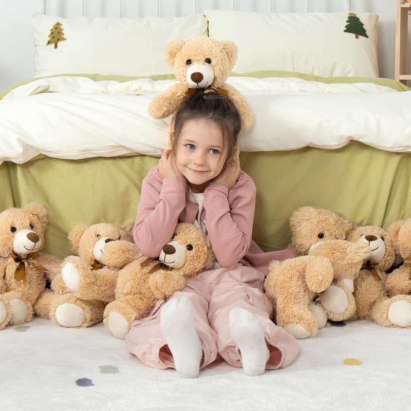 Teddy Bear Bulk Pack - 10 Small Plush Bears for Baby Showers