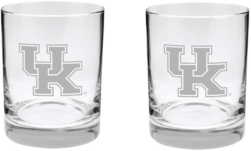 Kentucky Wildcats Etched Rocks Glass Set (2)