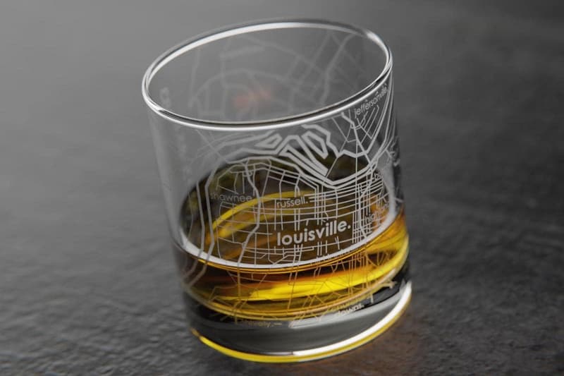 Engraved Louisville Map Old Fashioned Whiskey Glass 11 oz