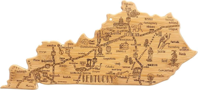 Kentucky State Shaped Bamboo Serving & Cutting Board