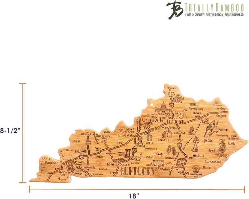Kentucky State Shaped Bamboo Serving & Cutting Board