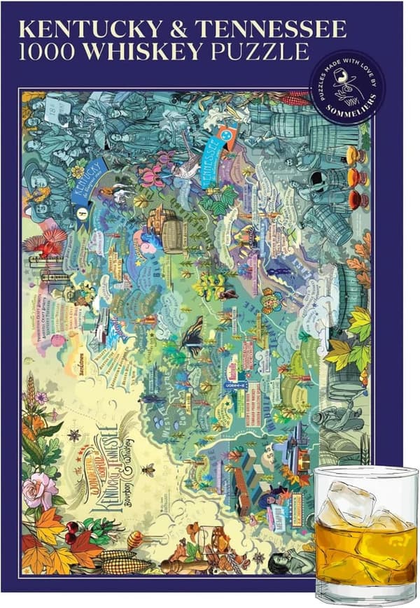 Kentucky & Tennessee Whiskey 1000-Piece Hand-Drawn Puzzle