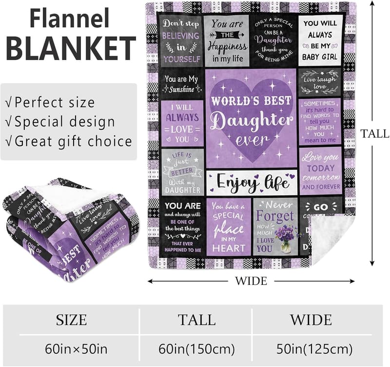Mother's Day Throw Blanket for Daughter - 60