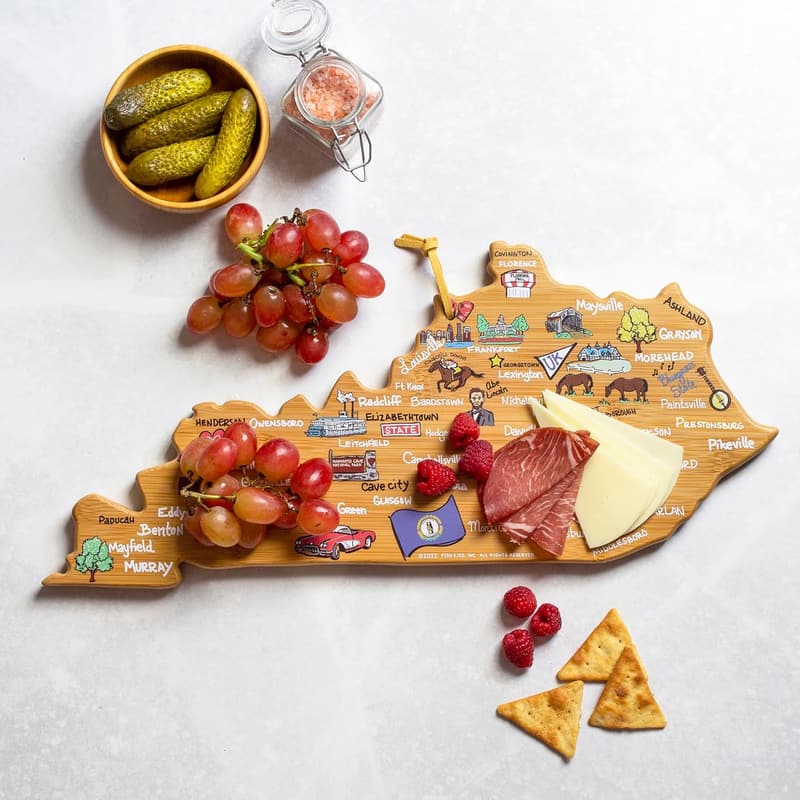 Kentucky State Shaped Bamboo Cutting Board & Charcuterie Platter