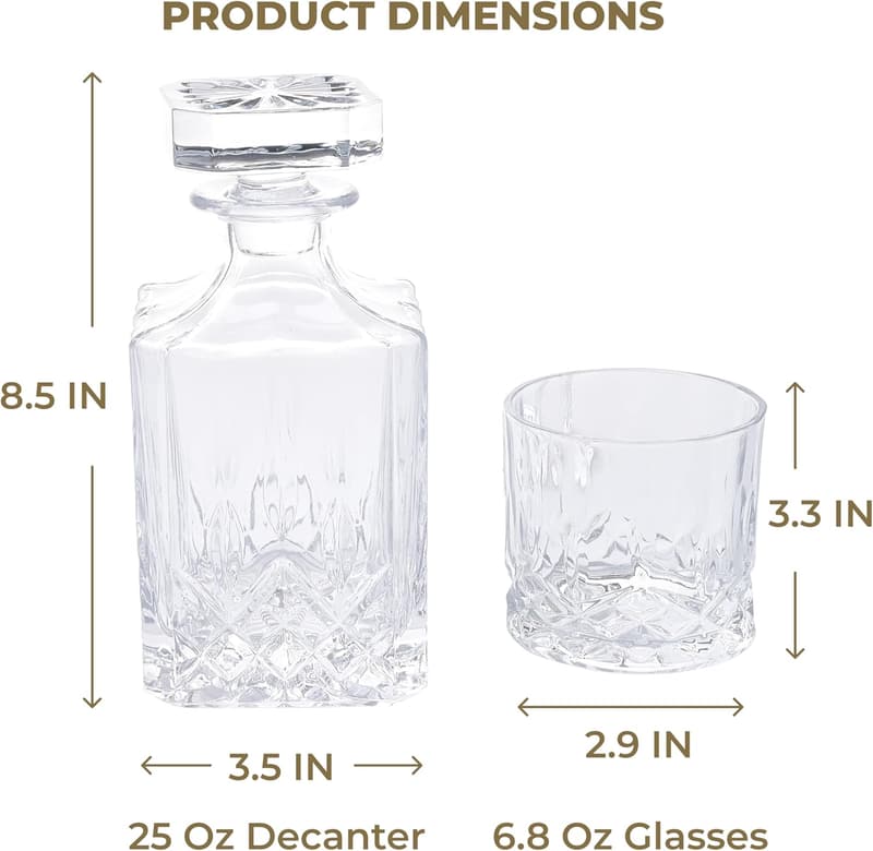 Elegant Crystal Whiskey Decanter Set with 4 Glasses - Perfect Gift for Men