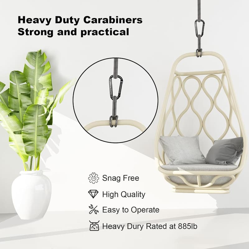 Heavy-Duty Iron Carabiner Clip - 855lbs, D-Shaped, 3