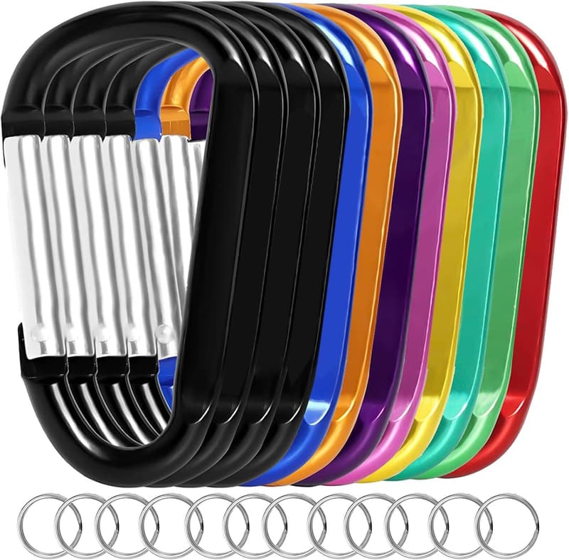 12PCS Aluminum Carabiner Keychain Clips - 3