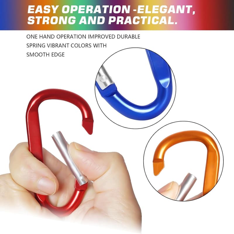12PCS Aluminum Carabiner Keychain Clips - 3