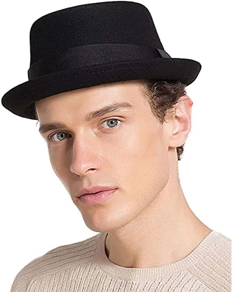 Men's Brown Wool Felt Pork Pie Hat - Classic Fedora