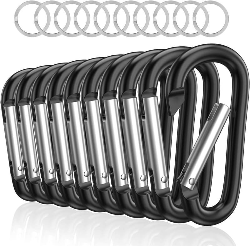 Aluminum Carabiner Clips - Set of 10 for Keychains