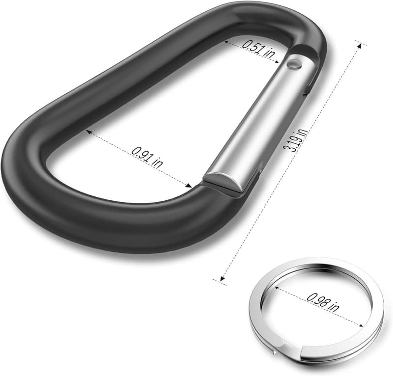 Aluminum Carabiner Clips - Set of 10 for Keychains