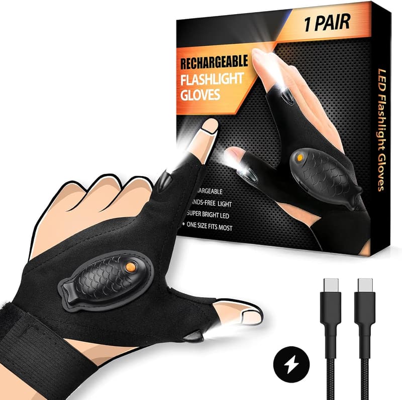 Rechargeable LED Flashlight Gloves for Dad’s Day Gift