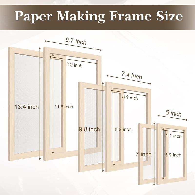 Papermaking Kit for Kids & Adults - 3 Frames with Accessories
