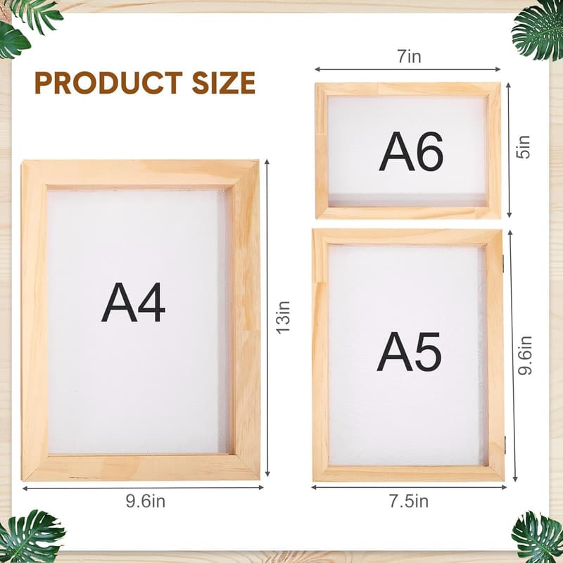 DIY Wooden Paper Making Kit with Molds (A4, A5, A6)