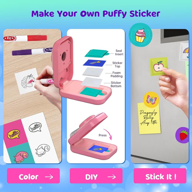 DIY 3D Puffy Sticker Maker Kit for Kids Ages 6-10