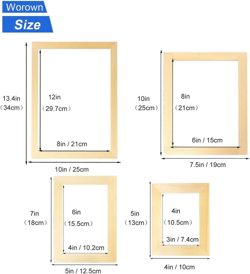 DIY Paper Making Screen Kits - Wooden Frames Set (4 Sizes)