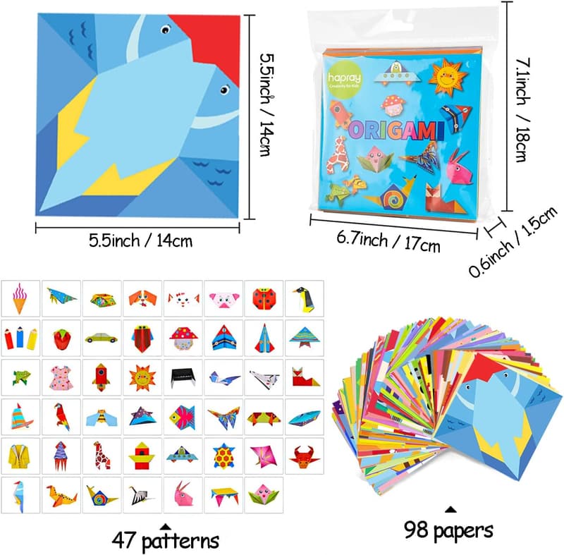 Origami Kit for Kids with 98 Sheets & Guiding Book