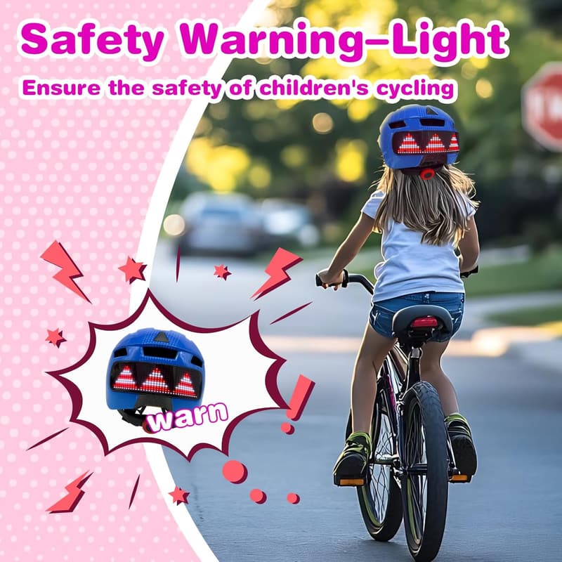 Adjustable Kids Bike Helmet with LED Lights & Turn Signals