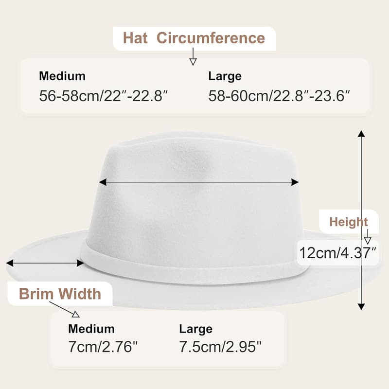 Wide Brim Fedora Hat for Men and Women