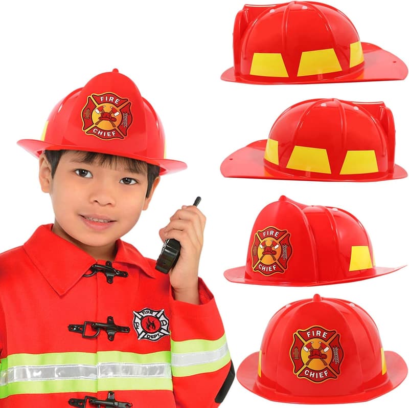 Kids Firefighter Hat | Deluxe Hard Plastic Fire Chief Helmet