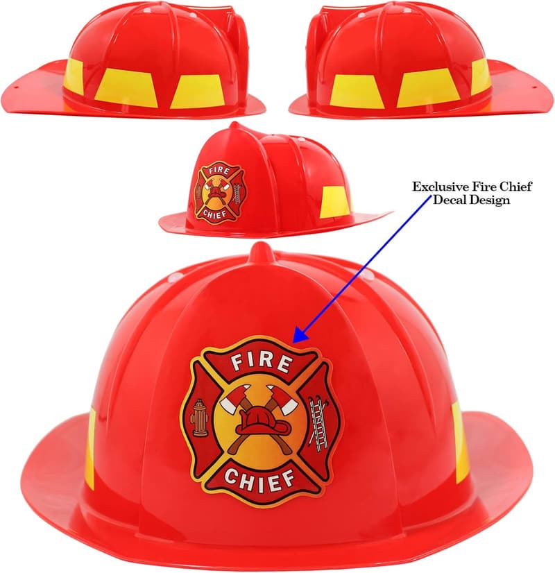 Kids Firefighter Hat | Deluxe Hard Plastic Fire Chief Helmet