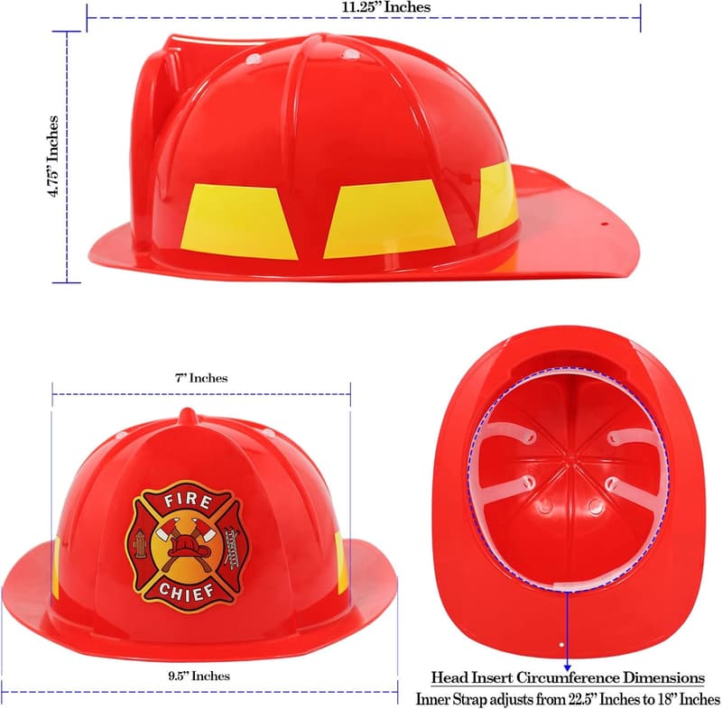 Kids Firefighter Hat | Deluxe Hard Plastic Fire Chief Helmet