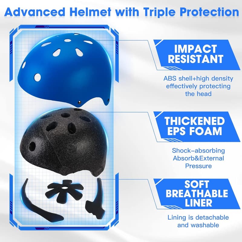Toddler Bike Helmet Set with Knee, Elbow Pads & Wrist Guards