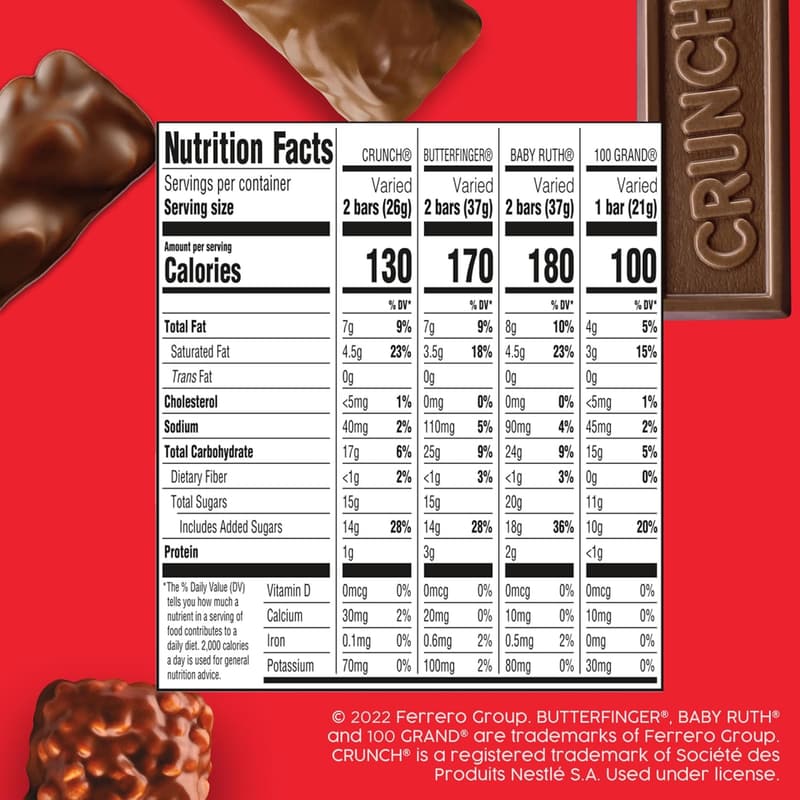 Assorted Fun Size Chocolate Bars, 60-Pack Variety