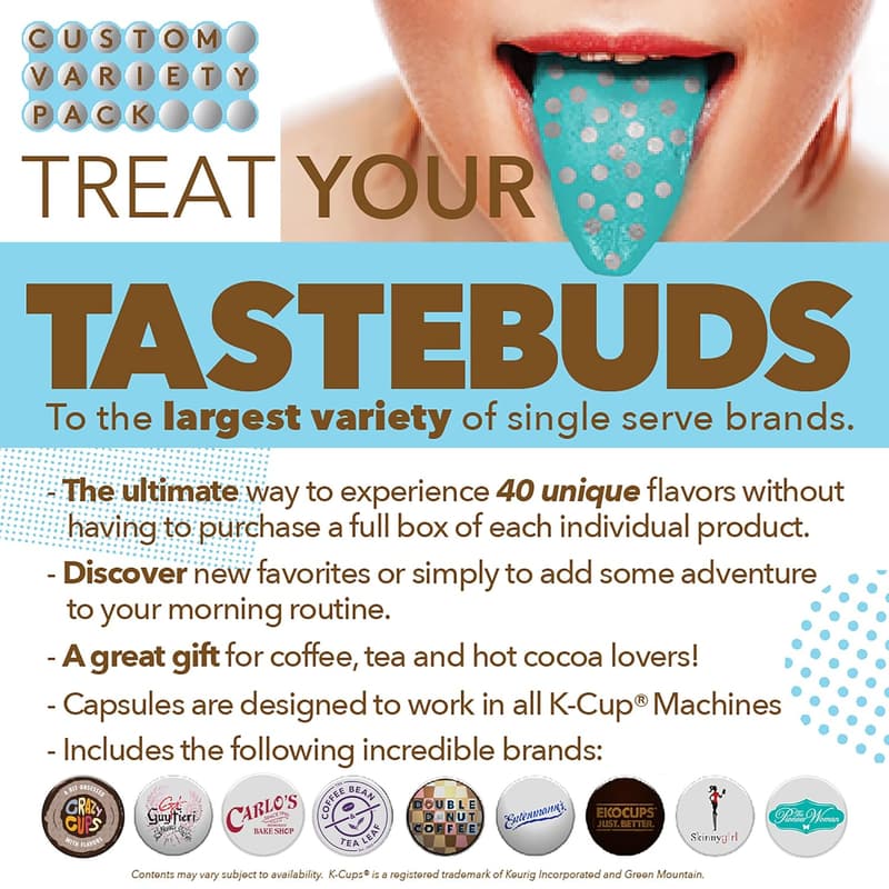 Coffee, Tea & Hot Chocolate Variety Pack for Keurig - 50 Count