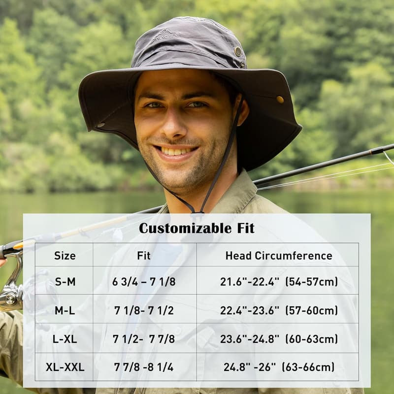 Waterproof Wide Brim Bucket Hat for Summer Travel & Fishing
