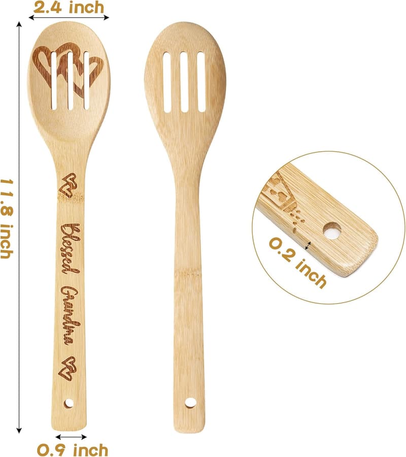 Grandma's Bamboo Cooking Utensils Set - 6 Non-Stick Spoons