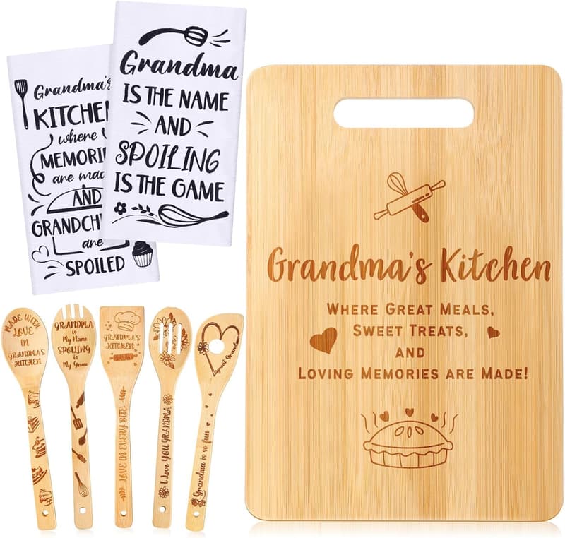 Grandma Gift Set: 8-Piece Kitchen Towels & Cooking Utensils