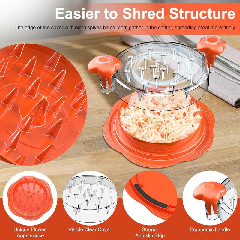 Ergonomic Chicken Shredder Tool with Brush & Fork, BPA Free