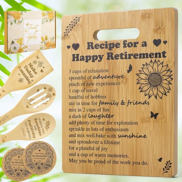 Happy Retirement Cutting Board Gift Set for Women