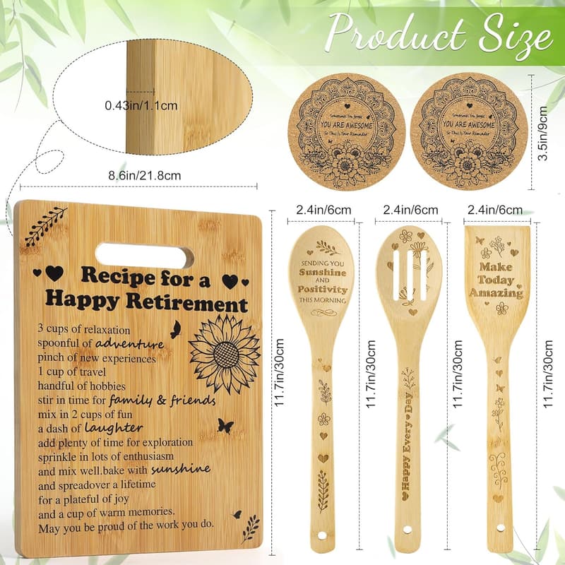 Happy Retirement Cutting Board Gift Set for Women