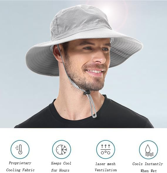 Cooling UPF 50+ Boonie Hat for Men and Women – Wide Brim UV Protection