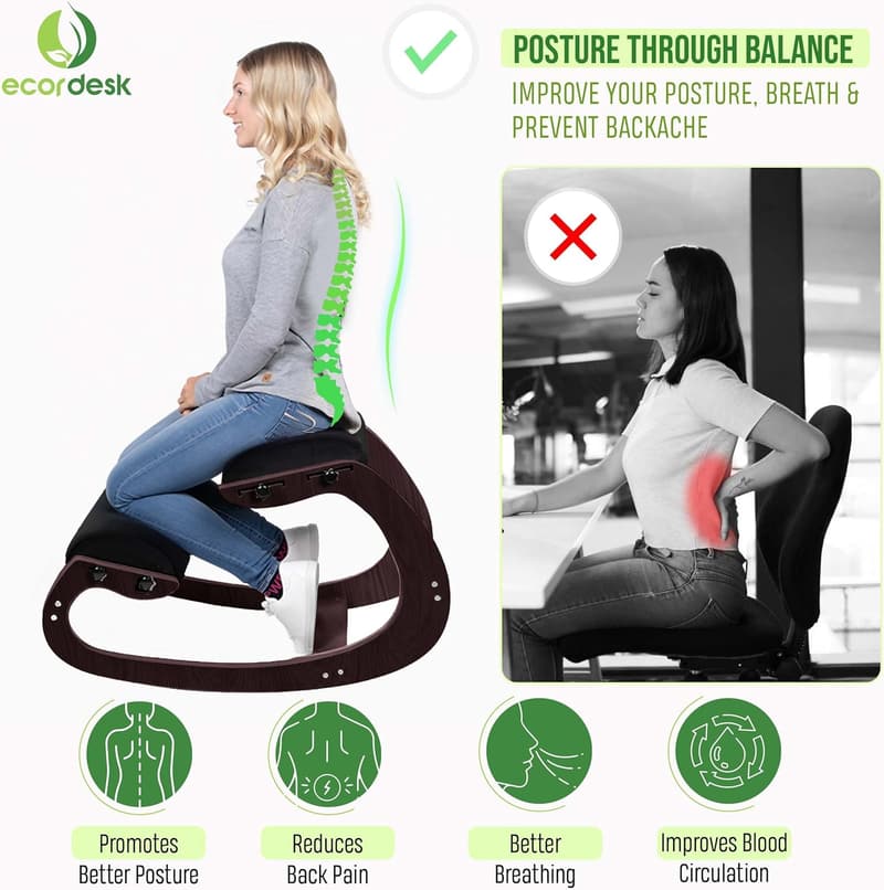 Ergonomic Kneeling Chair with Adjustable Natural Latex Foam