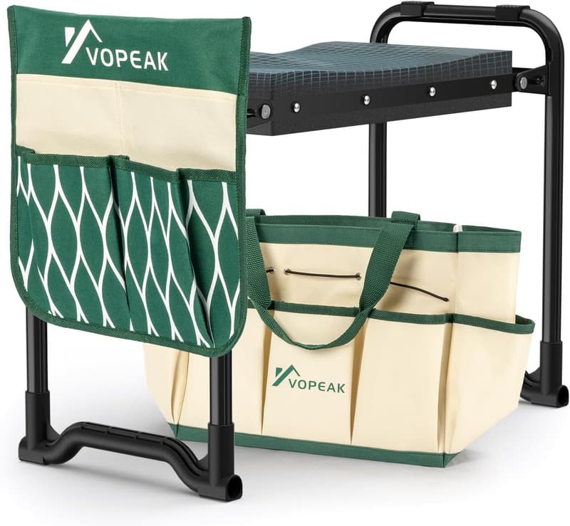 Heavy-Duty Garden Kneeler with Tool Bags and Widened Kneeling Pad